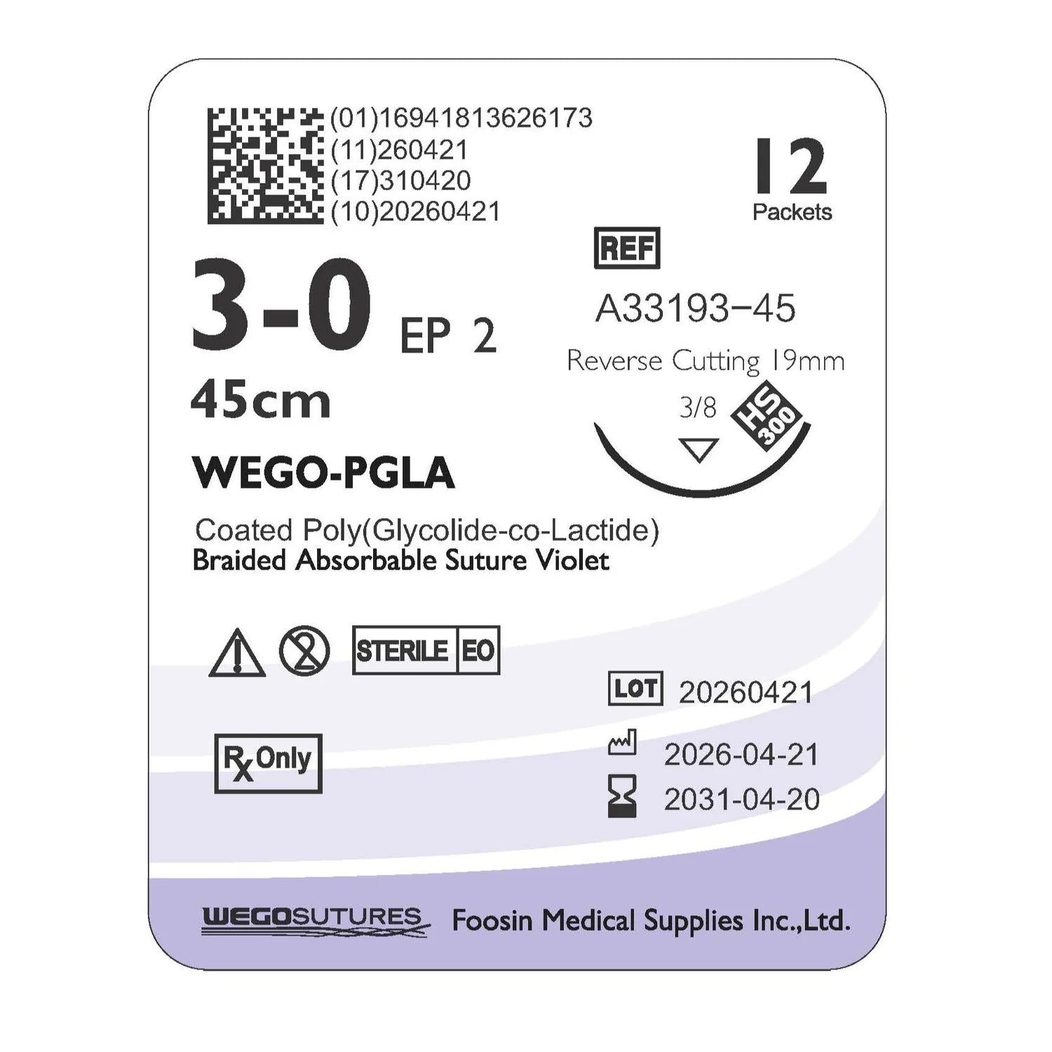Wego-PGLA | Polyglactin 910 Synthetic Absorbable Suture