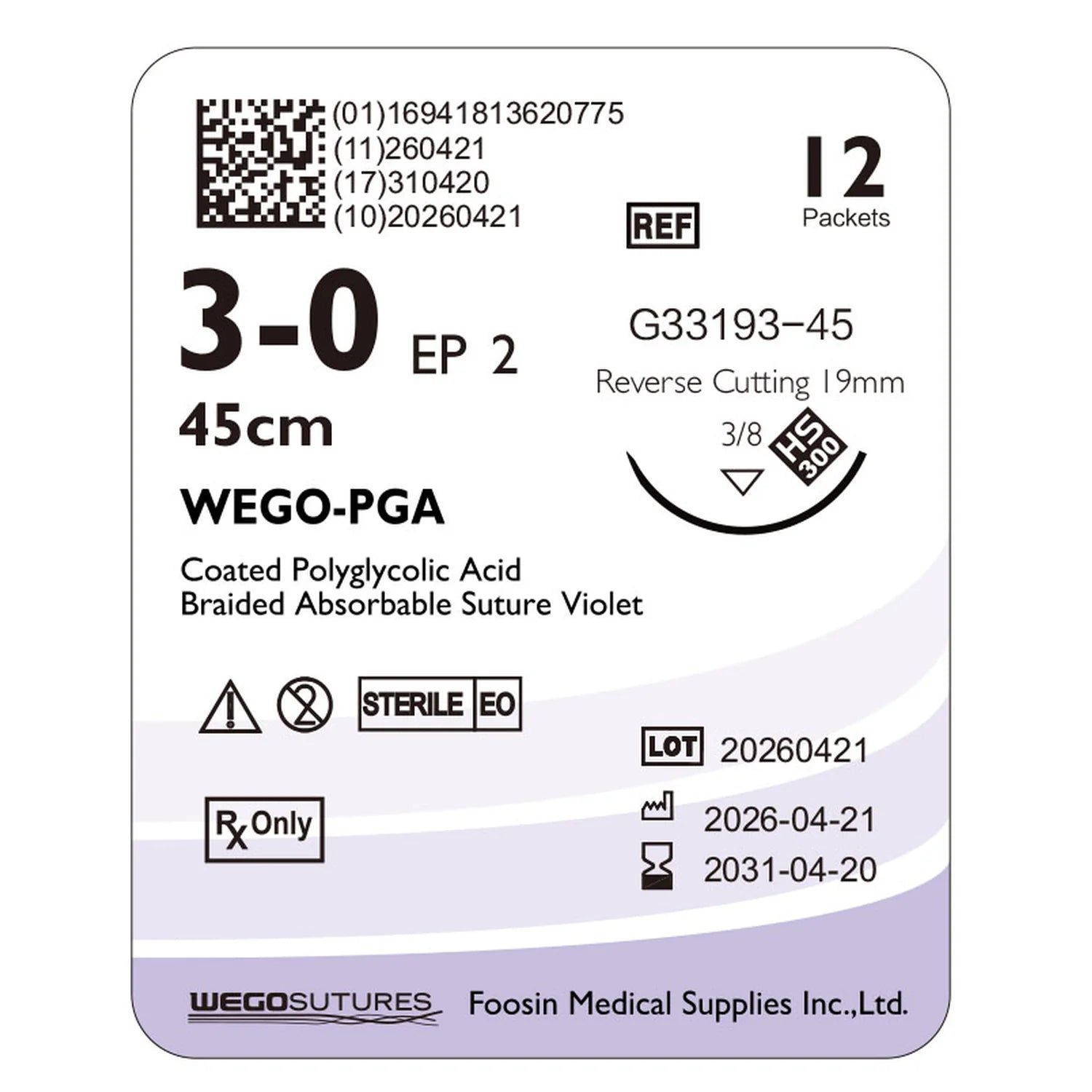 Wego-PGA | Braided Polyglycolic Acid Absorbable Suture