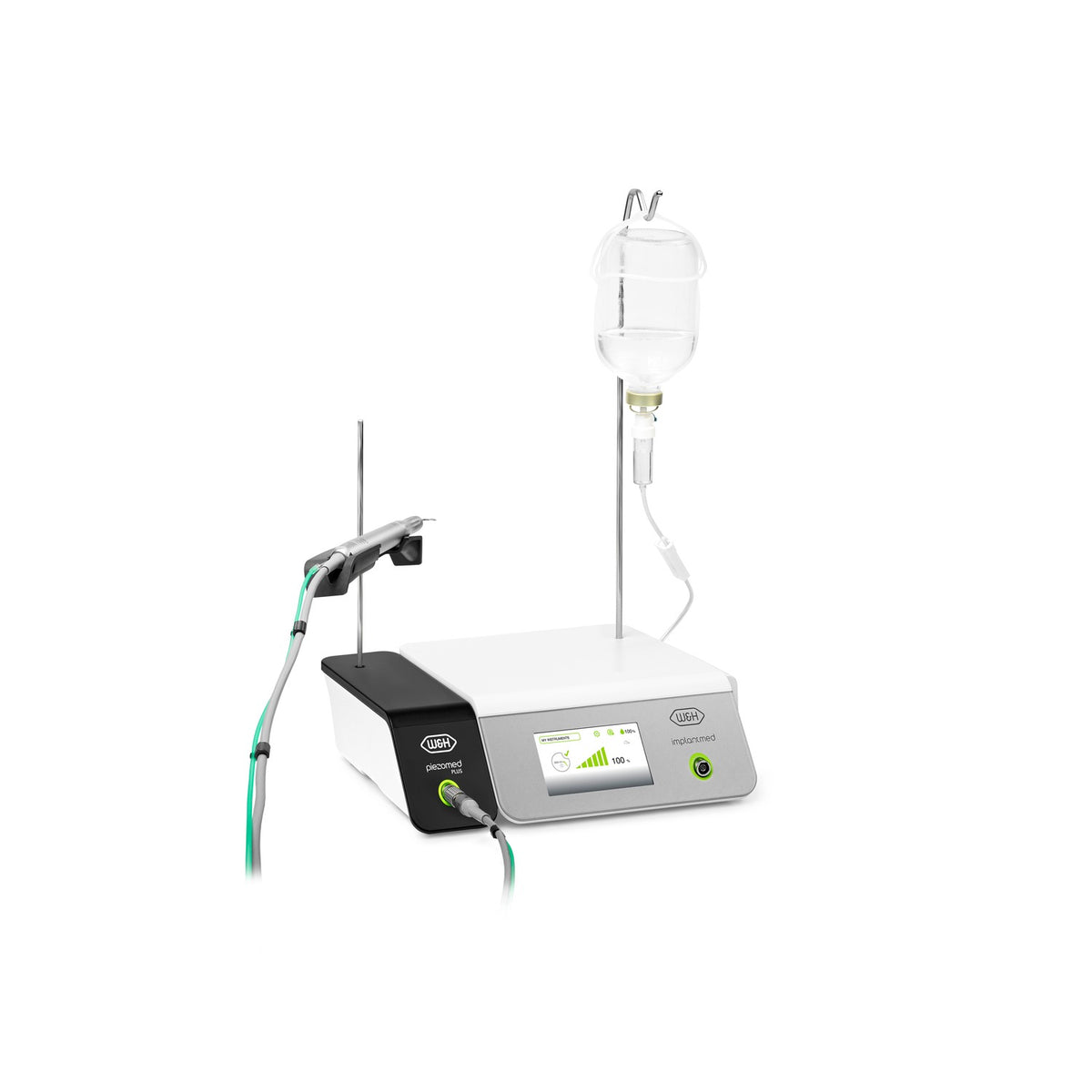 Fully integrated W&H surgical workstation combining the Piezomed Plus Set and Implantmed with irrigation system