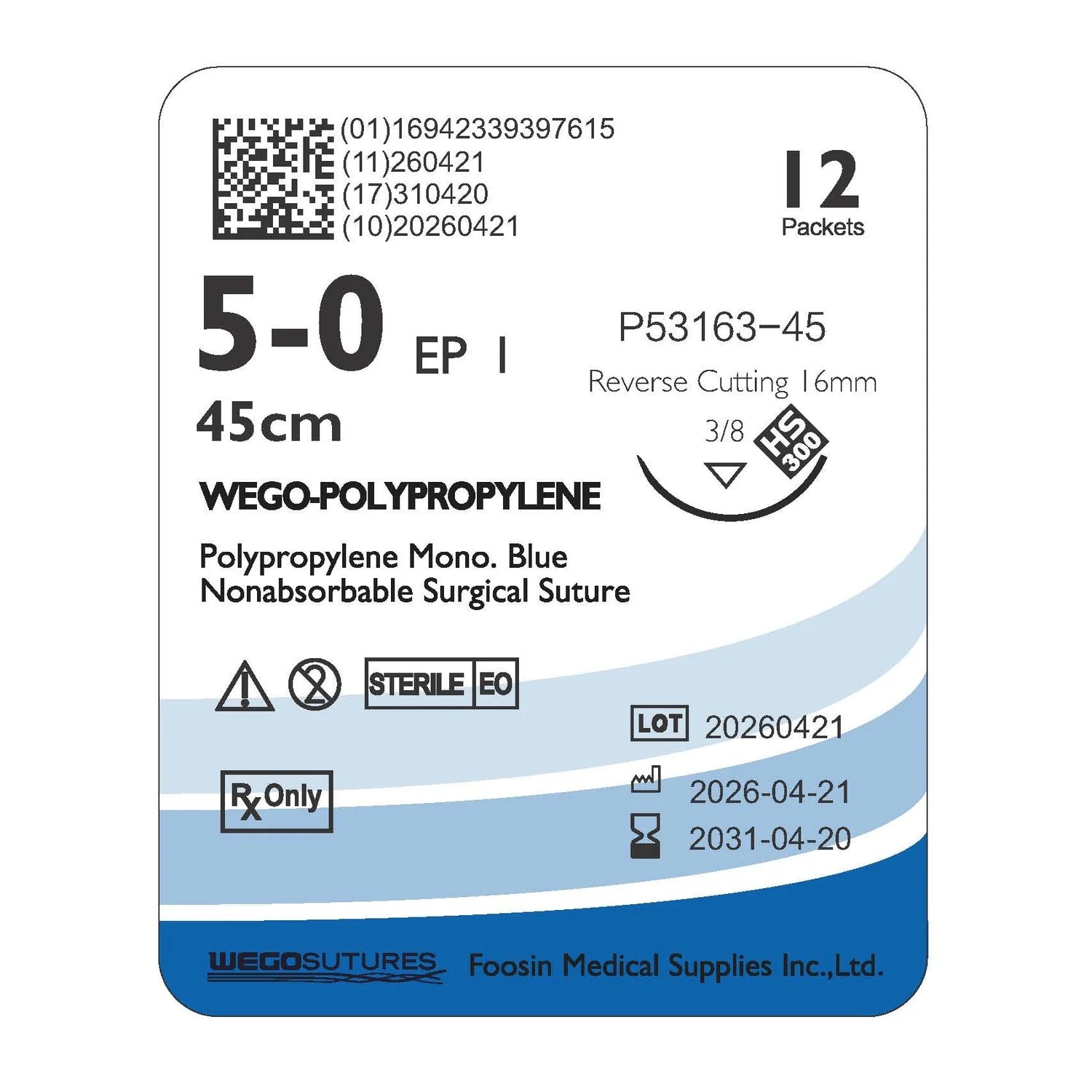 Wego-Polypropylene | Monofilament Non-Absorbable Suture