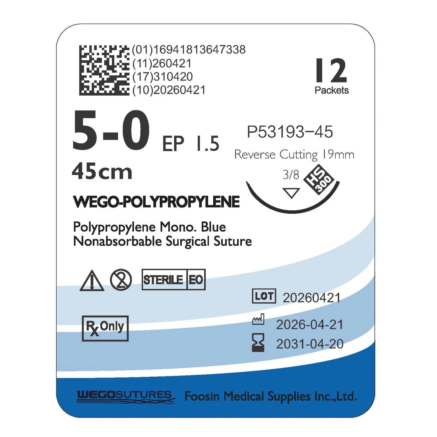 Wego-Polypropylene | Monofilament Non-Absorbable Suture