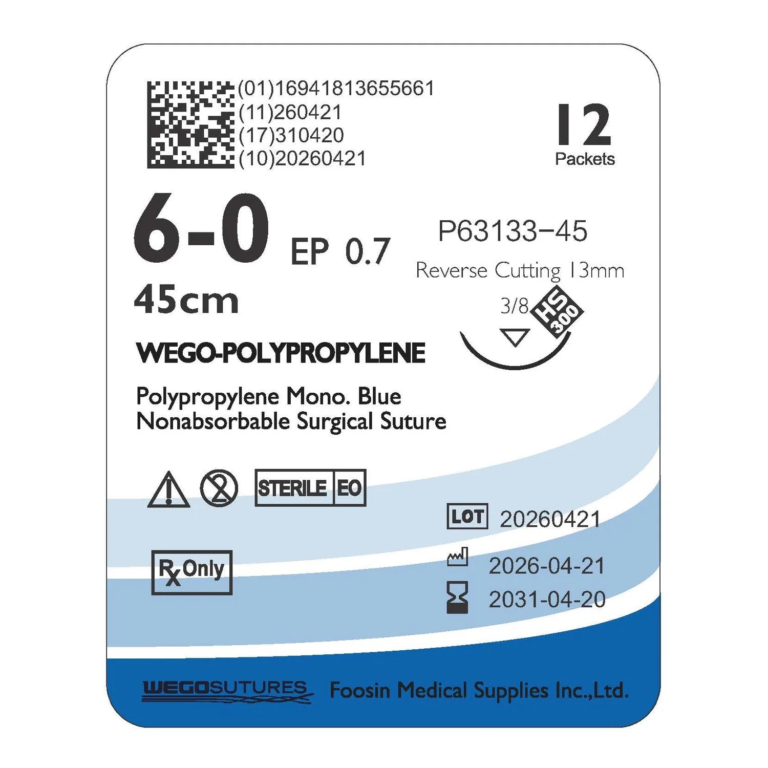 Wego-Polypropylene | Monofilament Non-Absorbable Suture