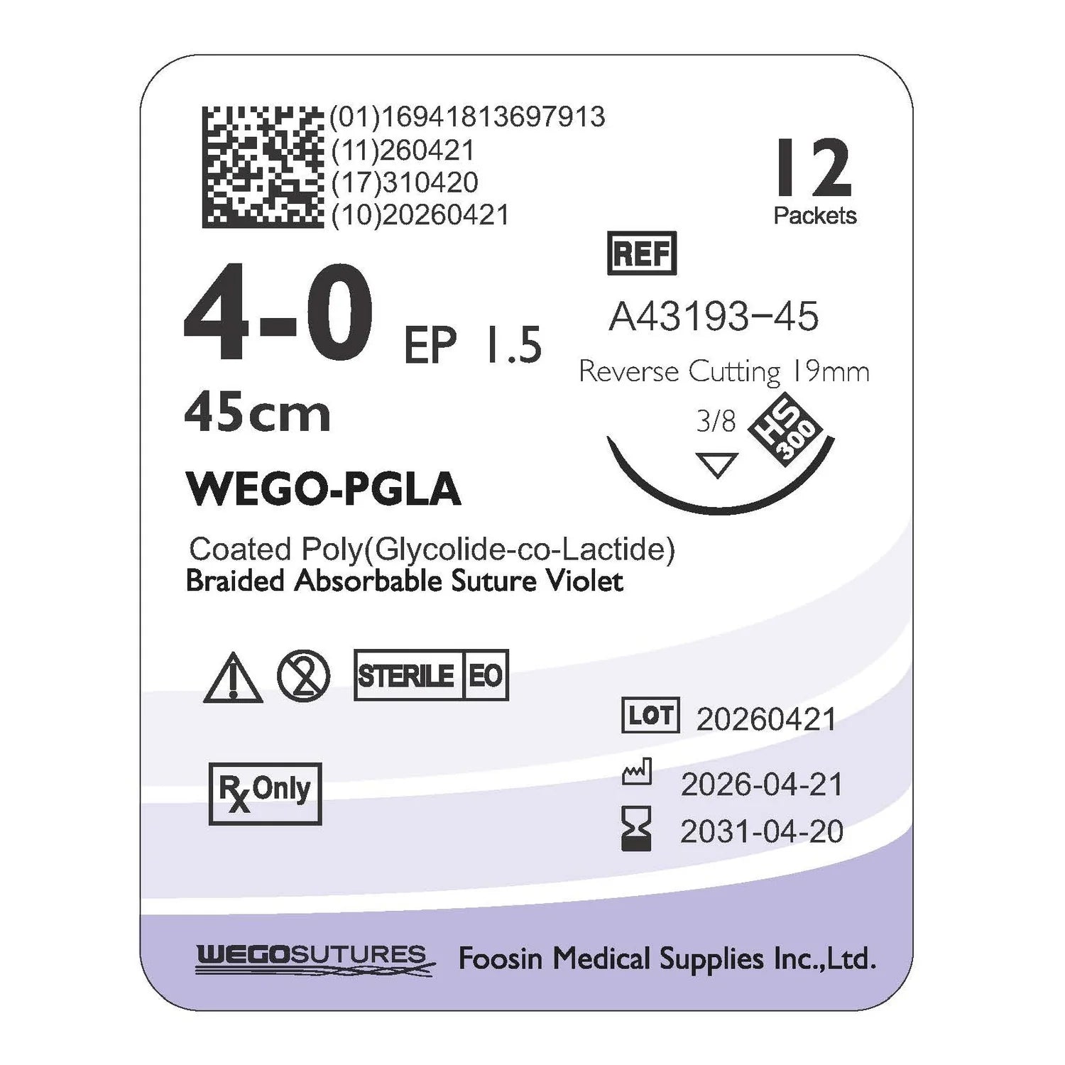 Wego-PGLA | Polyglactin 910 Synthetic Absorbable Suture