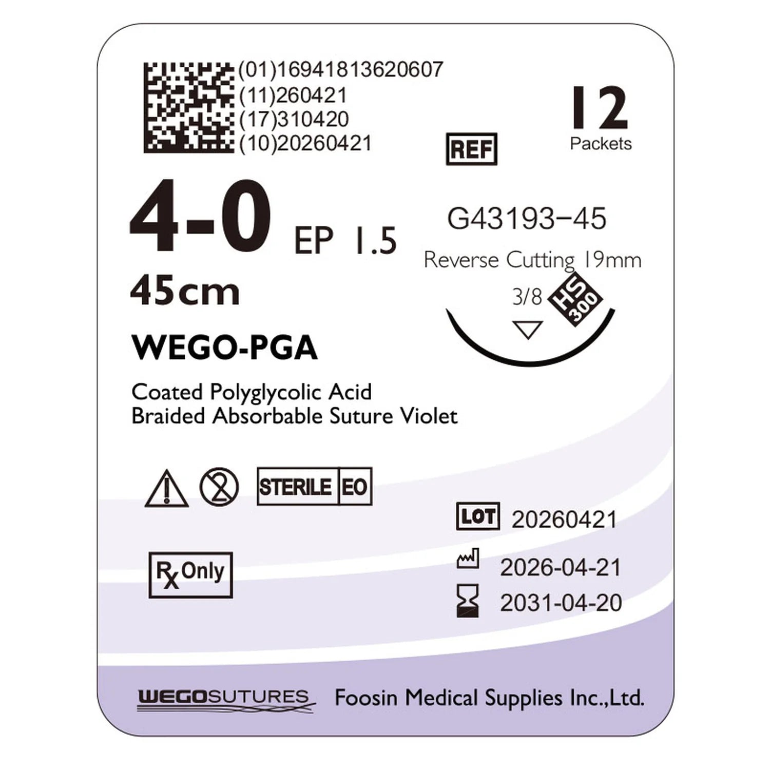 Wego-PGA | Braided Polyglycolic Acid Absorbable Suture