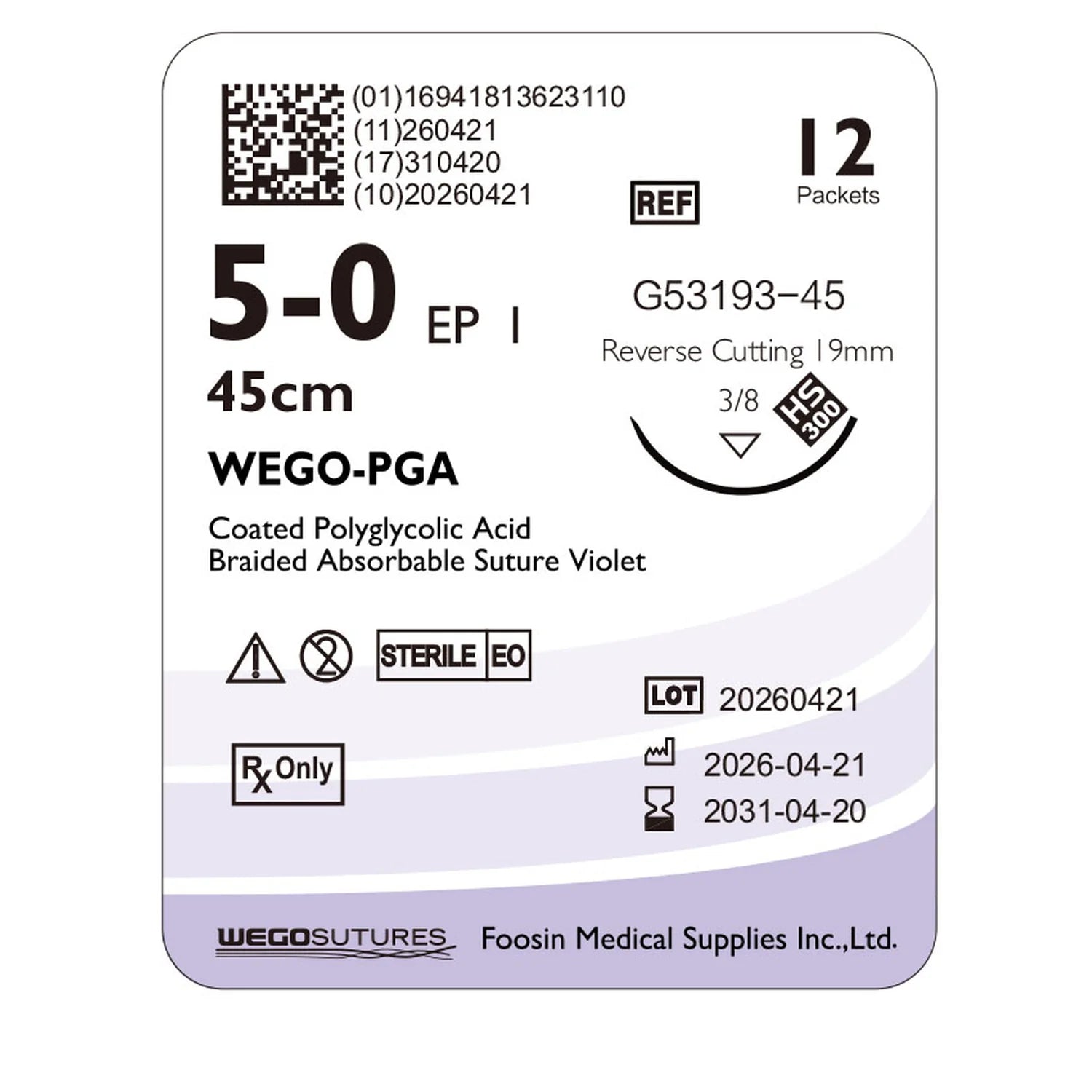 Wego-PGA | Braided Polyglycolic Acid Absorbable Suture