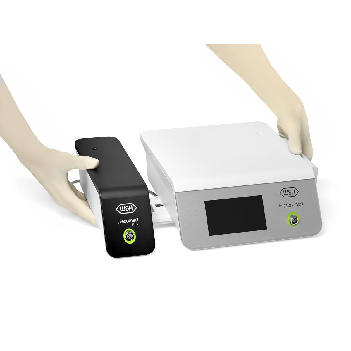 Modular assembly of the W&H Piezomed Plus unit being securely attached to the Implantmed surgical console